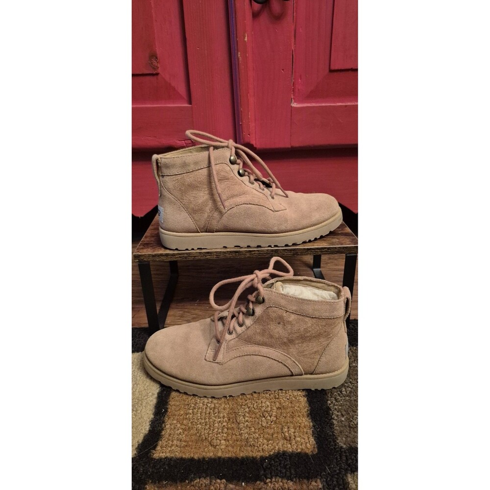 UGG Bethany Women 6.5 Sheepskin Leather Shearling Lined Chukka Boots Chestnut